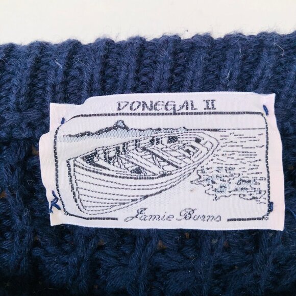 Vtg Donegall II Jamie Burns Hand Loomed Cotton Fisherman Sweater Sz M Nautical - Picture 5 of 7